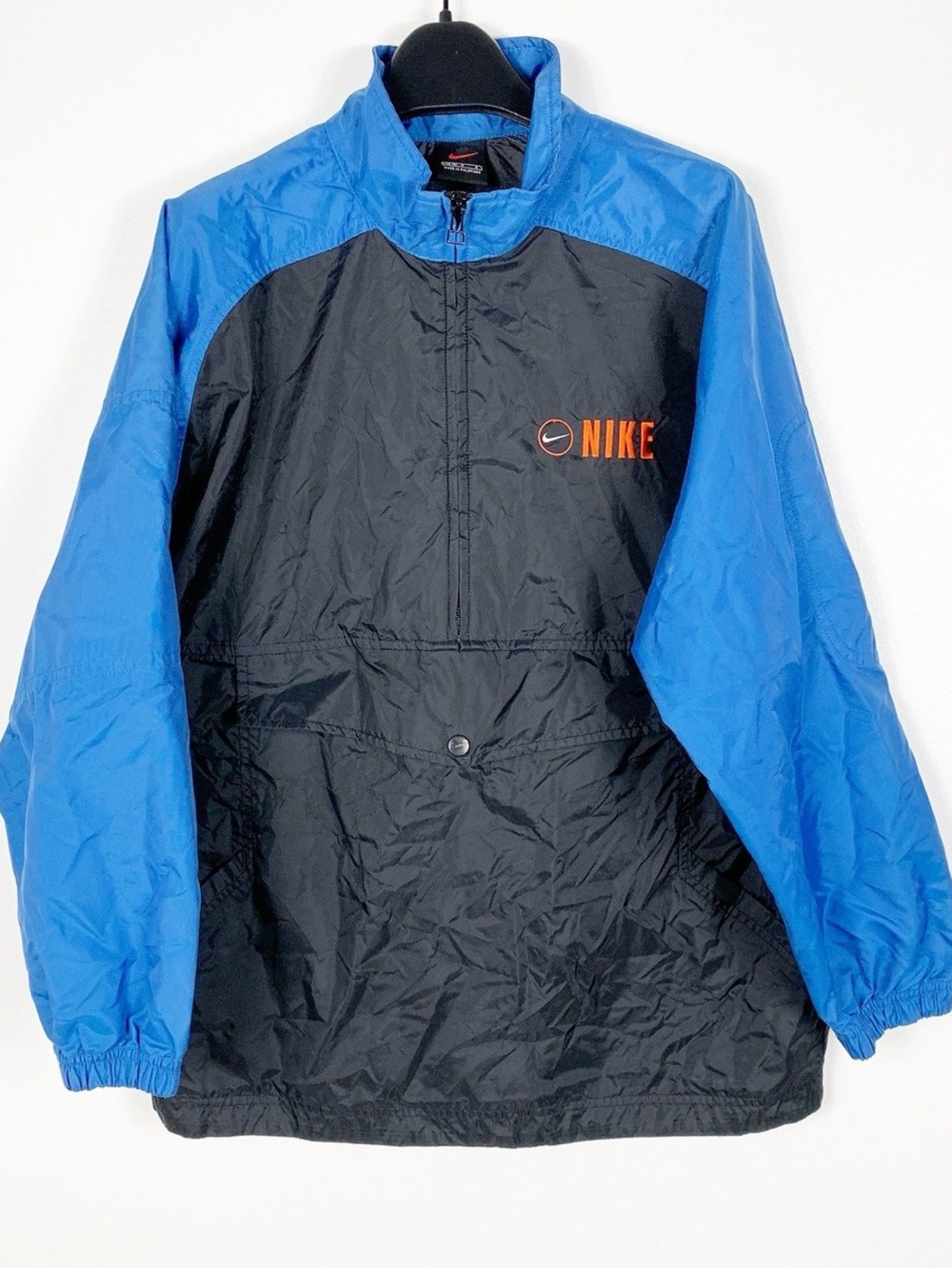 Vintage 90s Nike Youth Boys Windbreaker Jacket Sz XL (18-20) Black Blue
